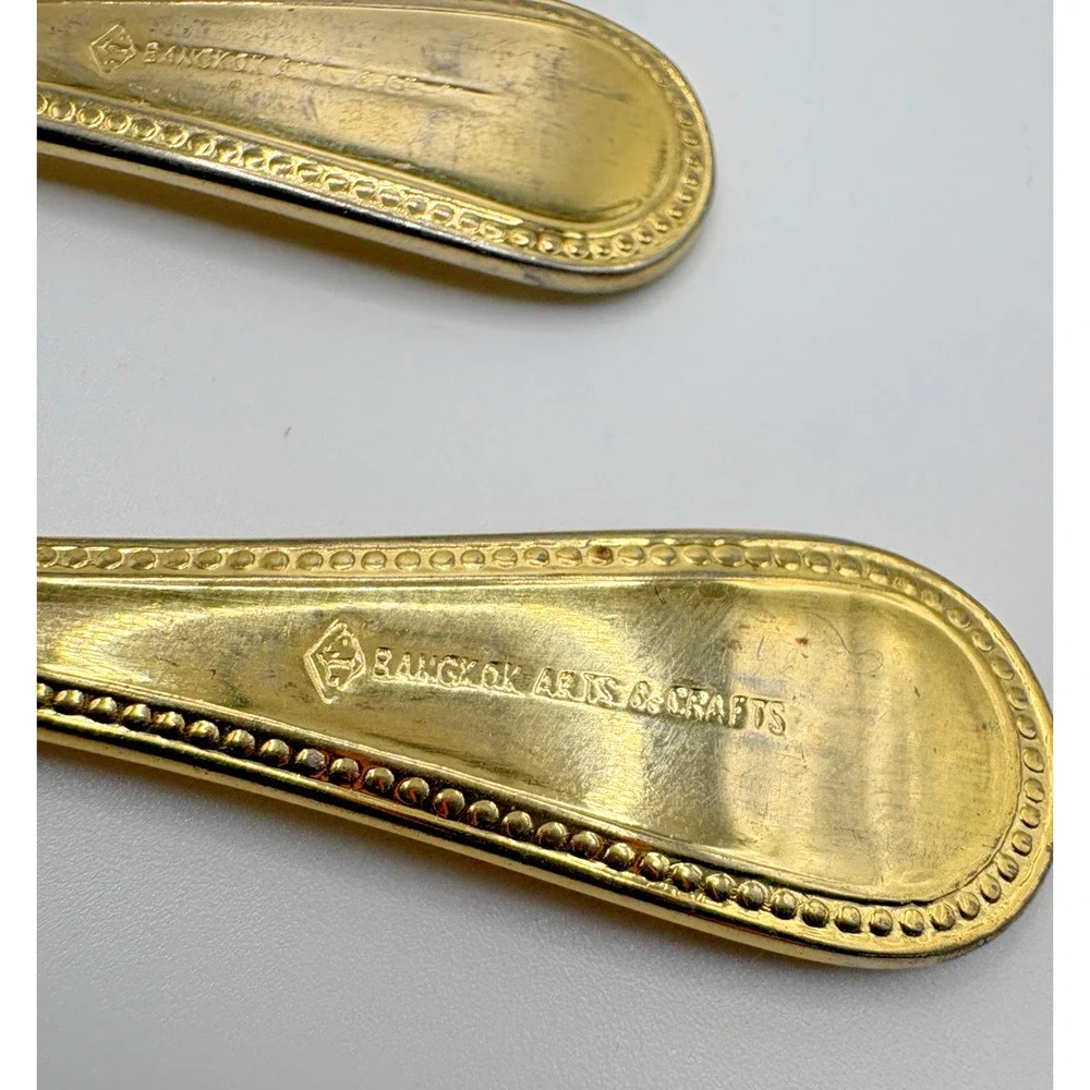 3 Bangkok Arts & Crafts Thai Airlines 18/8 Stainless Demitasse Spoons Gold Color